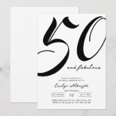 Minimal Fifty and Fabulous 50th Birthday Party 招待状 (正面/裏面)