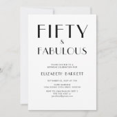 Minimal Fifty and Fabulous 50th Birthday Party 招待状 (正面)