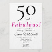 Minimal Fifty and Fabulous 50th Birthday Party 招待状 (正面)