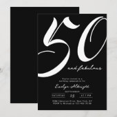 Minimal Fifty and Fabulous 50th Birthday Party 招待状 (正面/裏面)