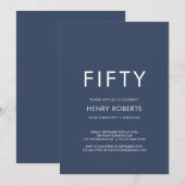 Minimal Fifty and Fabulous 50th Birthday Party 招待状 (正面/裏面)