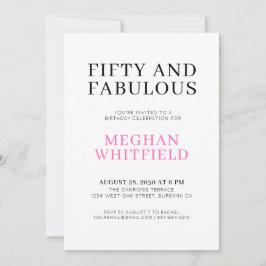 Minimal Fifty and Fabulous 50th Birthday Party 招待状