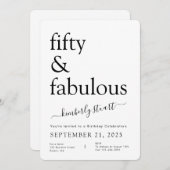 Minimal Fifty and Fabulous 50th Birthday Party  招待状 (正面/裏面)