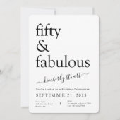 Minimal Fifty and Fabulous 50th Birthday Party  招待状 (正面)