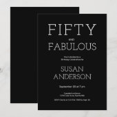 Minimal Fifty and Fabulous 50th Birthday Party 招待状 (正面/裏面)