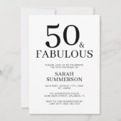 Minimal Fifty and Fabulous 50th Birthday Party 招待状 (正面)