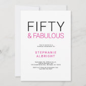 Minimal Fifty and Fabulous 50th Birthday Party 招待状 (正面)