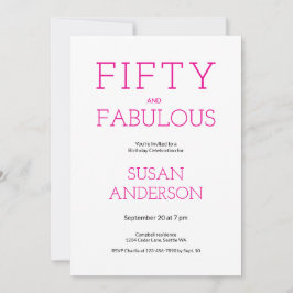 Minimal Fifty and Fabulous 50th Birthday Party 招待状