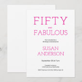 Minimal Fifty and Fabulous 50th Birthday Party 招待状 (正面/裏面)