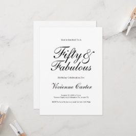 Minimal Fifty and Fabulous 50th Birthday Party 招待状