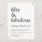 Minimal Fifty and Fabulous 50th Birthday Party  招待状 (正面/裏面)