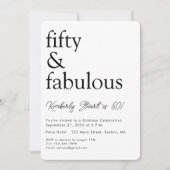 Minimal Fifty and Fabulous 50th Birthday Party  招待状 (正面)