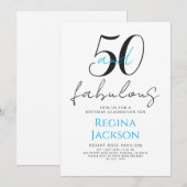 Minimal Fifty and Fabulous 50th Birthday Party 招待状 (正面/裏面)