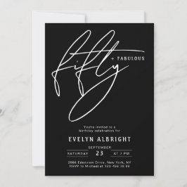 Minimal Fifty and Fabulous 50th Birthday Party 招待状