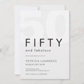 Minimal Fifty and Fabulous 50th Birthday Party 招待状 (正面)