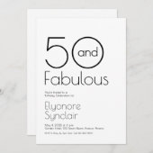Minimal Fifty and Fabulous 50th Birthday Party 招待状 (正面/裏面)