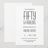 Minimal Fifty and Fabulous 50th Birthday Party 招待状 (正面/裏面)