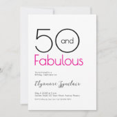 Minimal Fifty and Fabulous 50th Birthday Party 招待状 (正面)