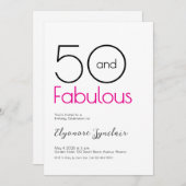 Minimal Fifty and Fabulous 50th Birthday Party 招待状 (正面/裏面)