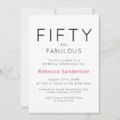 Minimal Fifty and Fabulous 50th Birthday Party 招待状 (正面)