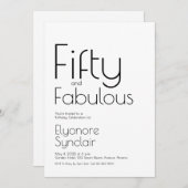 Minimal Fifty and Fabulous 50th Birthday Party 招待状 (正面/裏面)