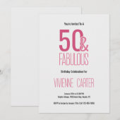 Minimal Fifty and Fabulous 50th Birthday Party 招待状 (正面/裏面)