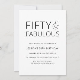 Minimal Fifty and Fabulous 50th Birthday Party 招待状