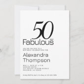 Minimal Fifty and Fabulous 50th Birthday Party 招待状 (正面)