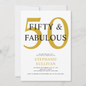 Minimal Fifty and Fabulous 50th Birthday Party 招待状 (正面)