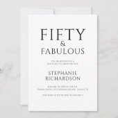 Minimal Fifty and Fabulous 50th Birthday Party  招待状 (正面)