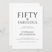 Minimal Fifty and Fabulous 50th Birthday Party  招待状 (正面/裏面)