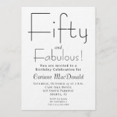 Minimal Fifty and Fabulous 50th Birthday Party 招待状 (正面)