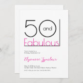 Minimal Fifty and Fabulous 50th Birthday Party 招待状 (正面/裏面)