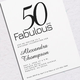 Minimal Fifty and Fabulous 50th Birthday Party 招待状