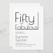 Minimal Fifty and Fabulous 50th Birthday Party 招待状 (正面/裏面)