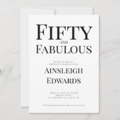 Minimal Fifty and Fabulous 50th Birthday Party 招待状 (正面)