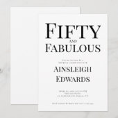 Minimal Fifty and Fabulous 50th Birthday Party 招待状 (正面/裏面)