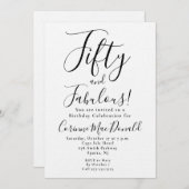 Minimal Fifty and Fabulous 50th Birthday Party 招待状 (正面/裏面)