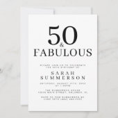 Minimal Fifty and Fabulous 50th Birthday Party 招待状 (正面)