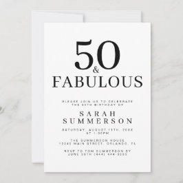 Minimal Fifty and Fabulous 50th Birthday Party 招待状