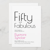 Minimal Fifty and Fabulous 50th Birthday Party 招待状 (正面/裏面)