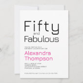 Minimal Fifty and Fabulous 50th Birthday Party 招待状 (正面)