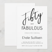 Minimal Fifty and Fabulous 50th Birthday Party 招待状 (正面/裏面)