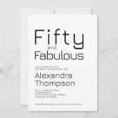 Minimal Fifty and Fabulous 50th Birthday Party 招待状 (正面)