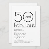 Minimal Fifty and Fabulous 50th Birthday Party 招待状 (正面/裏面)