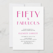 Minimal Fifty and Fabulous 50th Birthday Party 招待状 (正面)