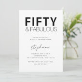 Minimal Fifty and Fabulous 50th Birthday Party 招待状 (スタンド正面)