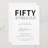 Minimal Fifty and Fabulous 50th Birthday Party 招待状 (正面/裏面)