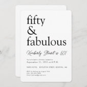 Minimal Fifty and Fabulous 50th Birthday Party  招待状 (正面/裏面)