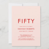Minimal Fifty and Fabulous 50th Birthday Party 招待状 (正面)